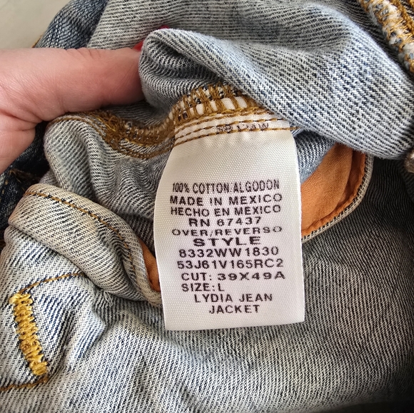 Vtg Distressed Ralph Lauren Polo Jean Co Blue Denim Lydia Jean Jacket Women's L - Picture 6 of 8